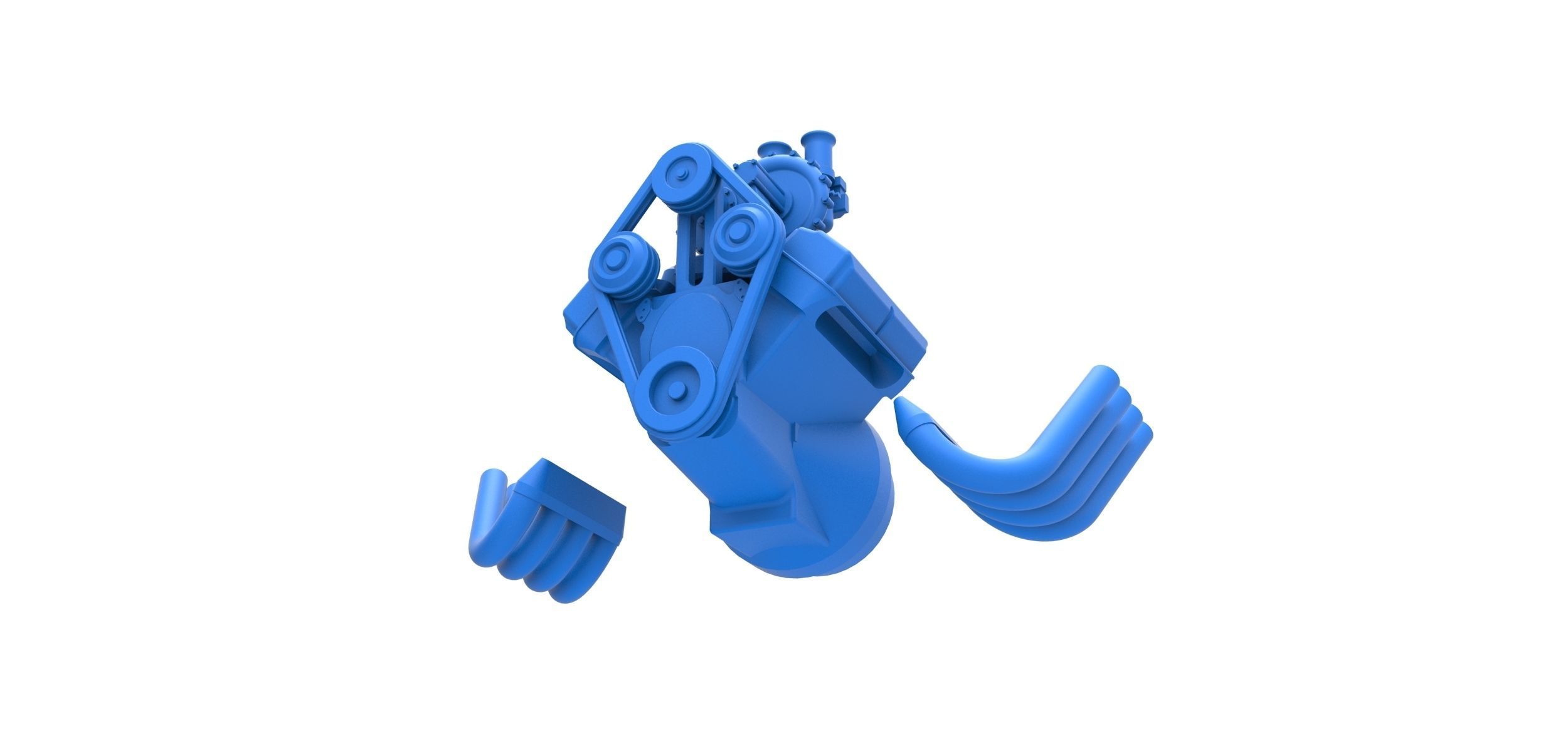 Engine V8 with Centrifugal blower V2 Scale 1 to 25 3D print model_18