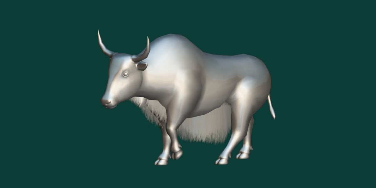Domestic Yak Animals Low-poly 3D model_16