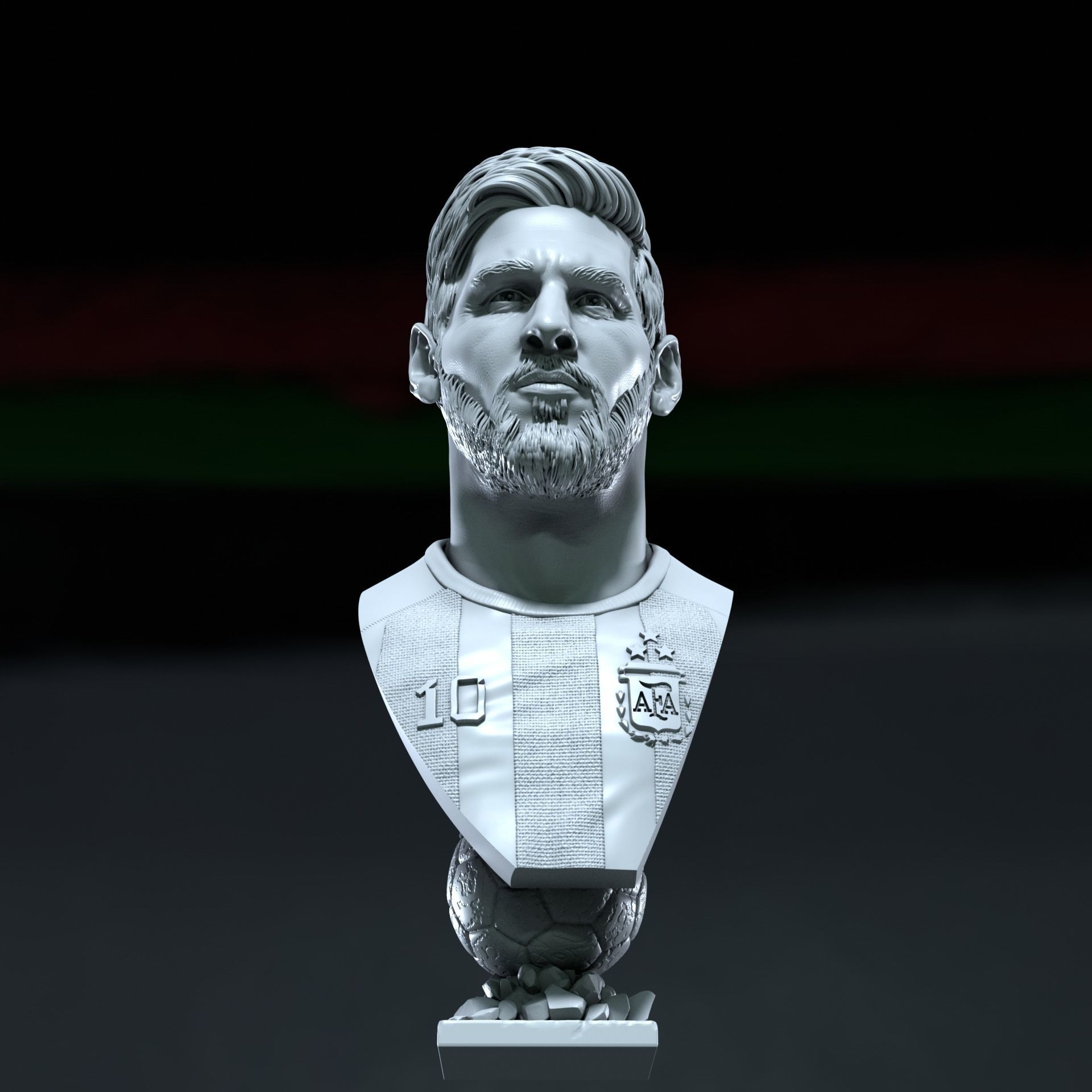 Messi busts with and without beard 3D Model Collection_12