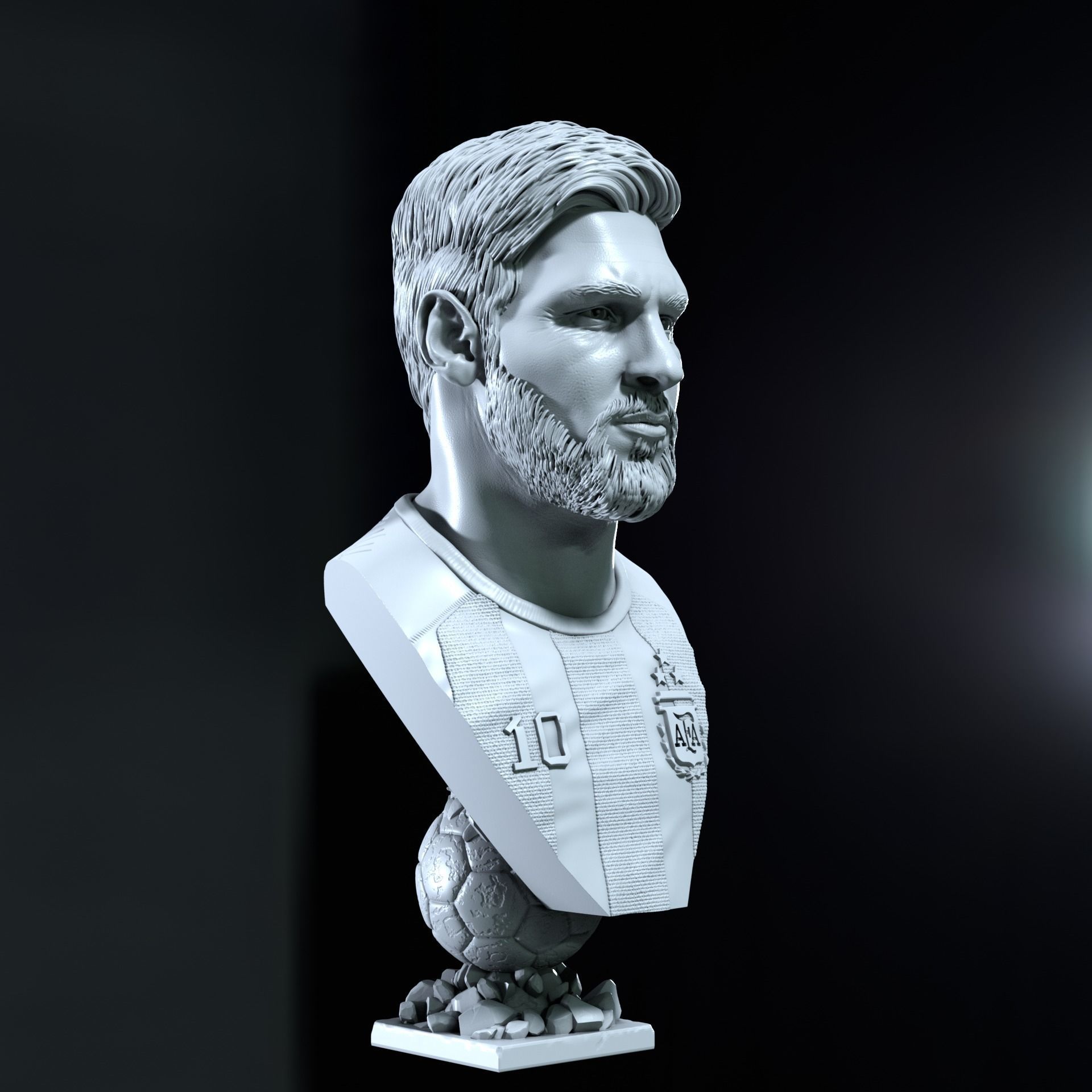 Messi busts with and without beard 3D Model Collection_16