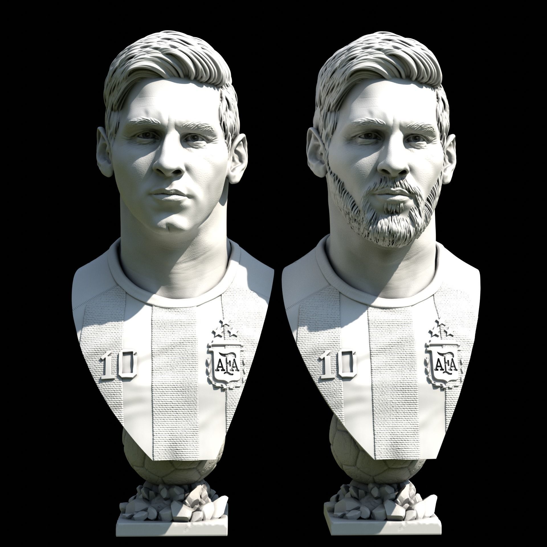 Messi busts with and without beard 3D Model Collection_4