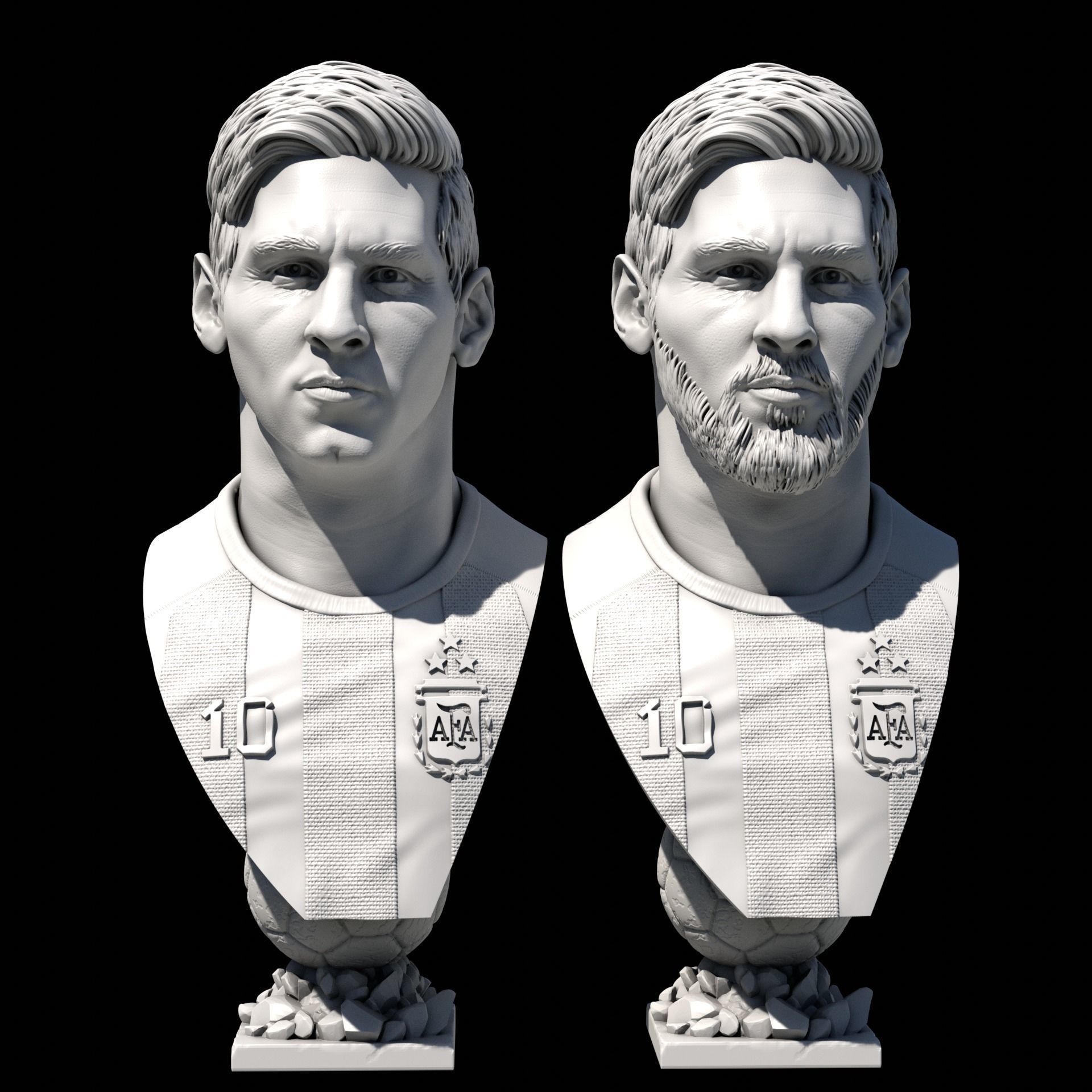 Messi busts with and without beard 3D Model Collection_3