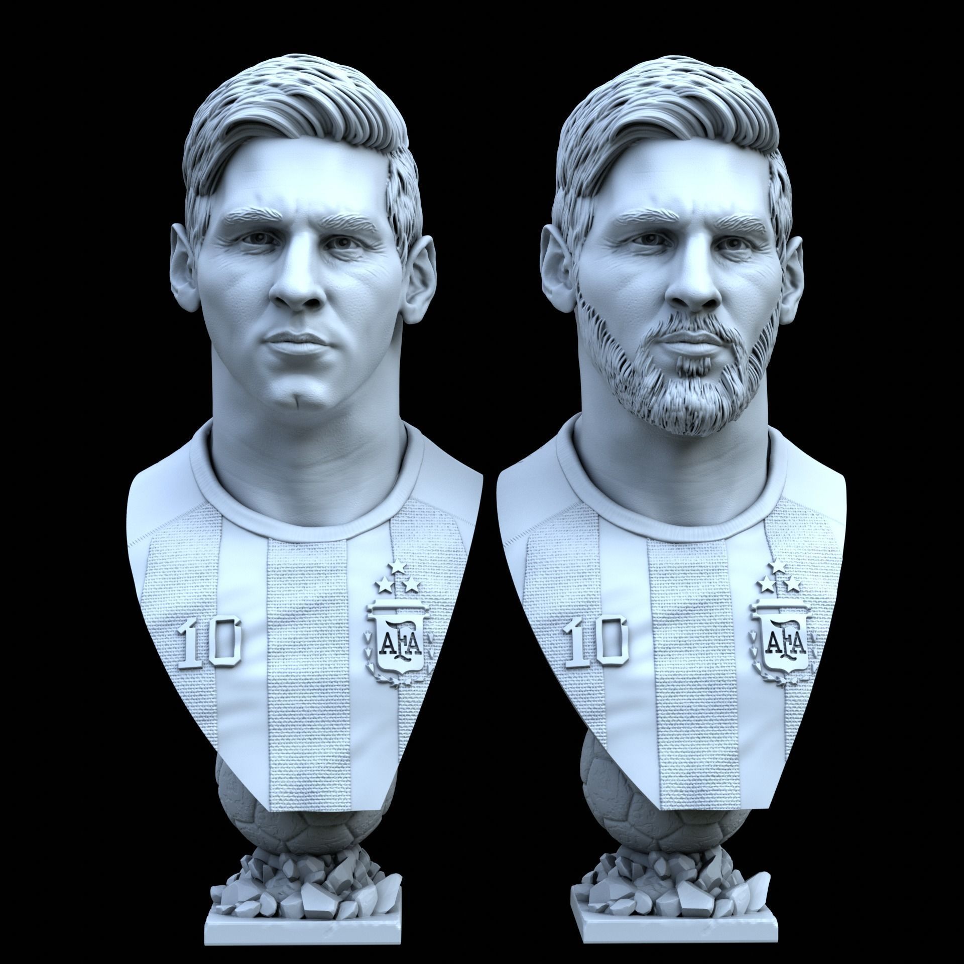 Messi busts with and without beard 3D Model Collection_6