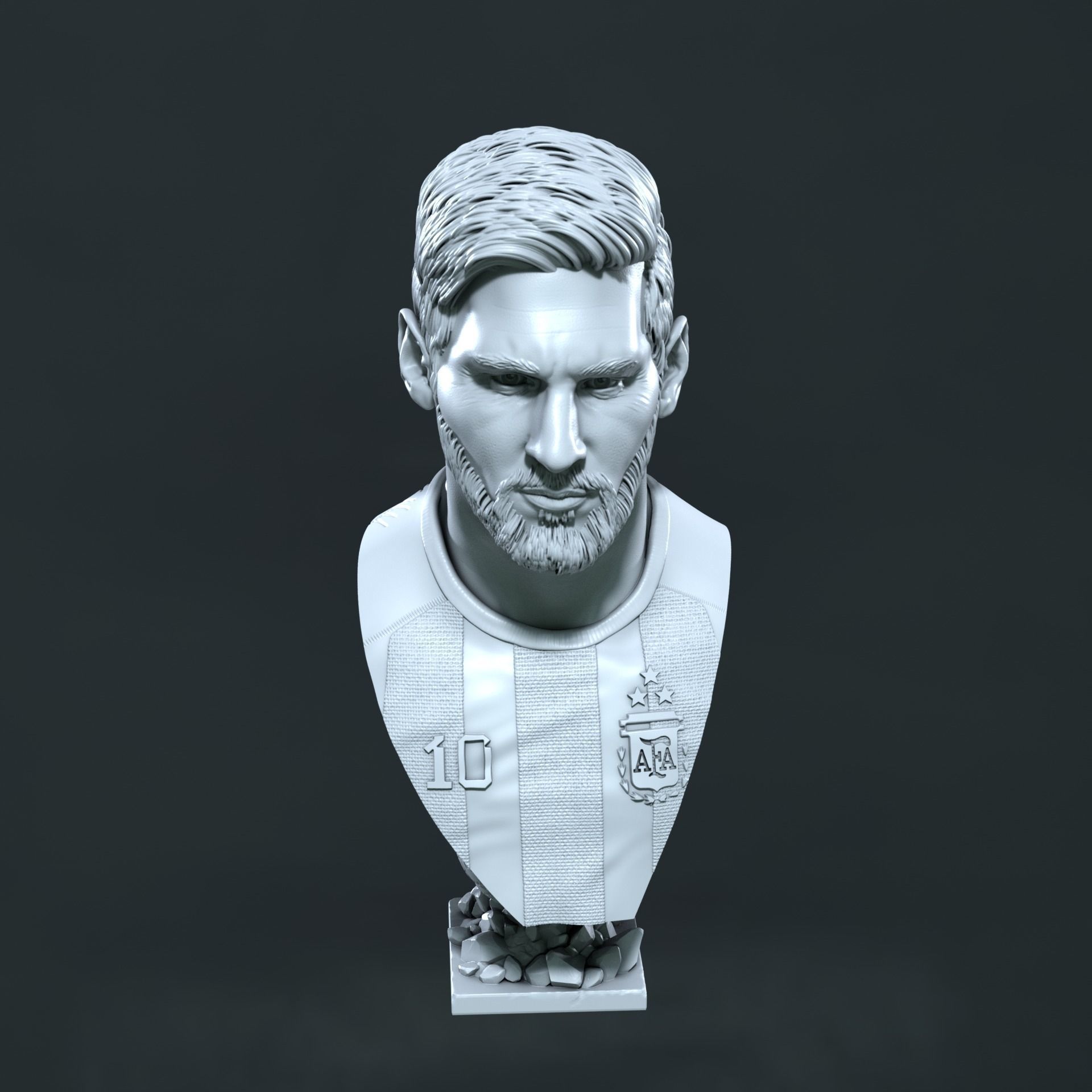 Messi busts with and without beard 3D Model Collection_10