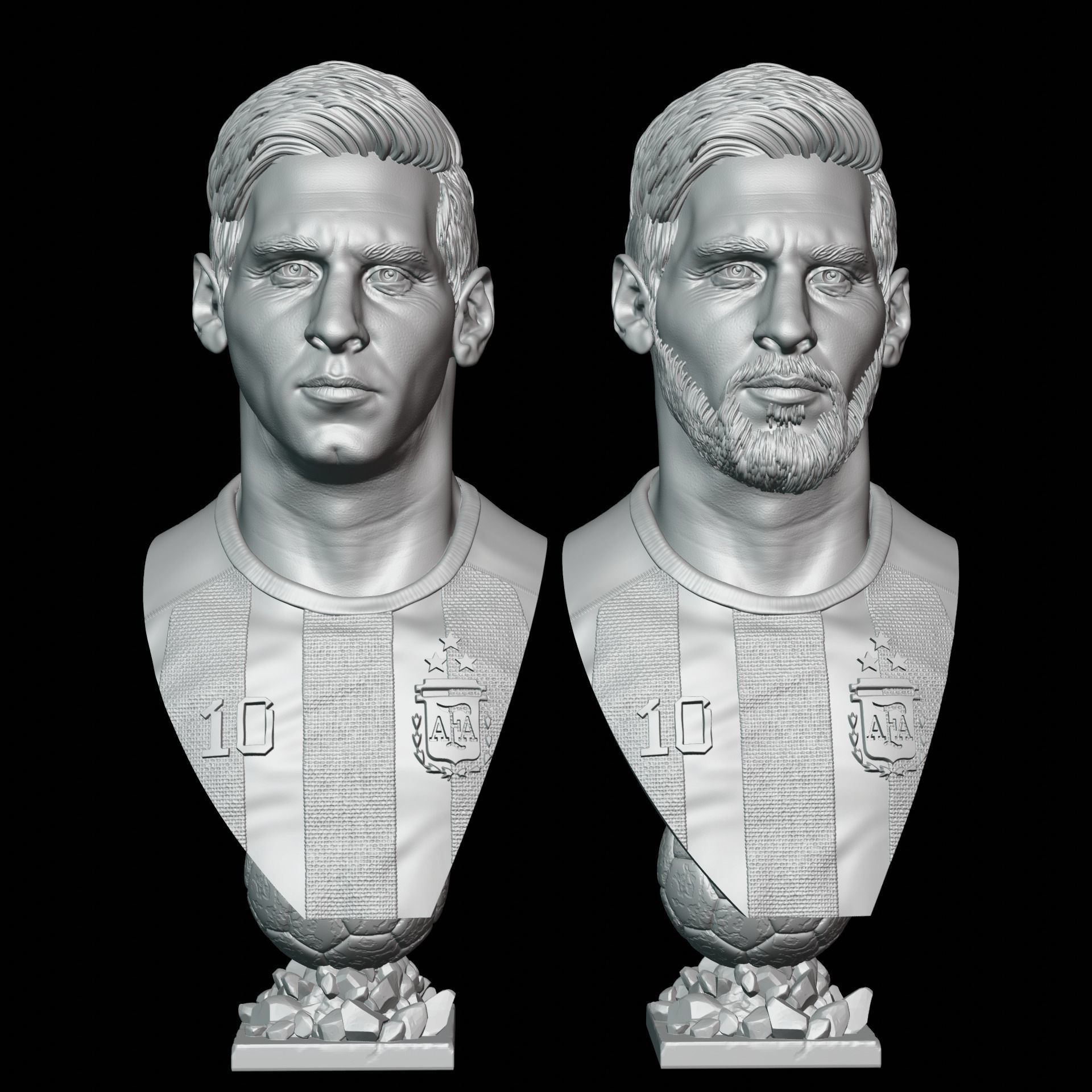 Messi busts with and without beard 3D Model Collection_5
