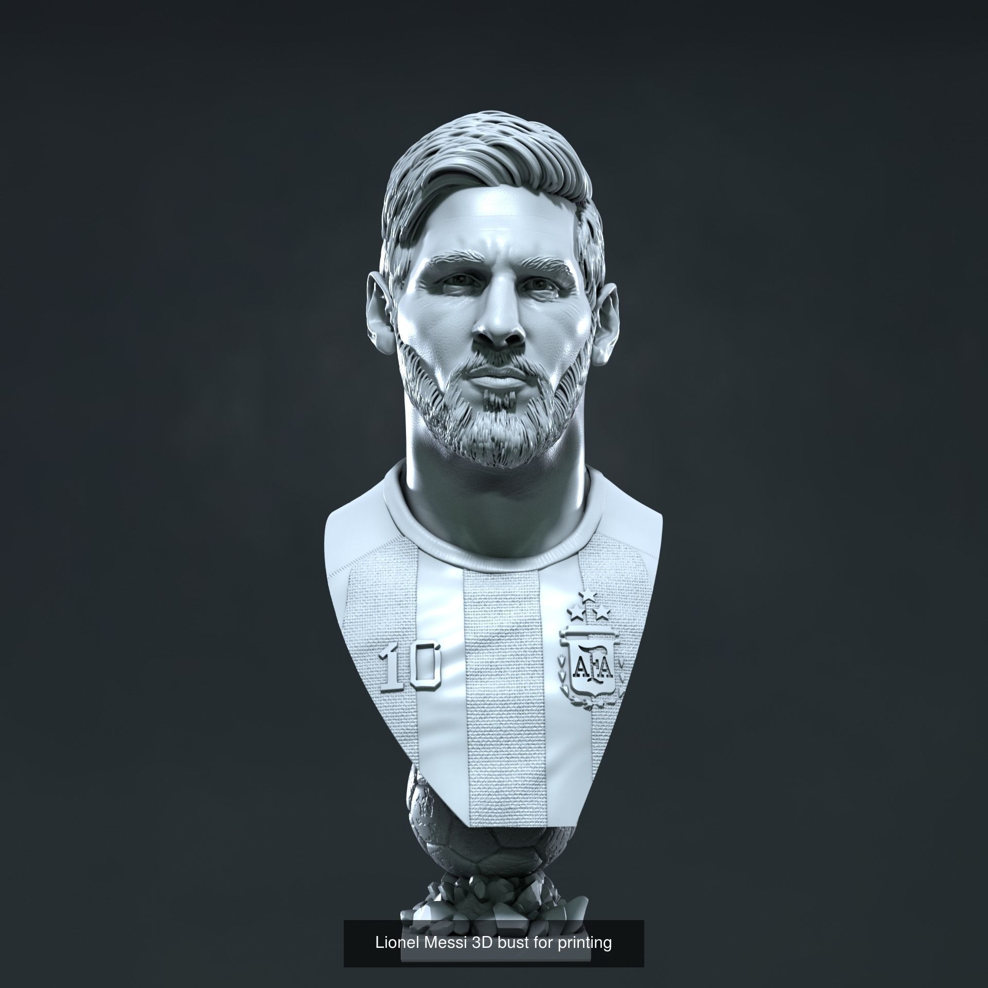 Messi busts with and without beard 3D Model Collection_8