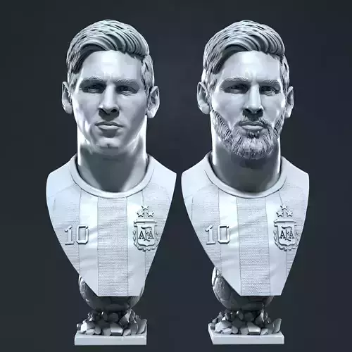 Messi busts with and without beard 3D Model Collection