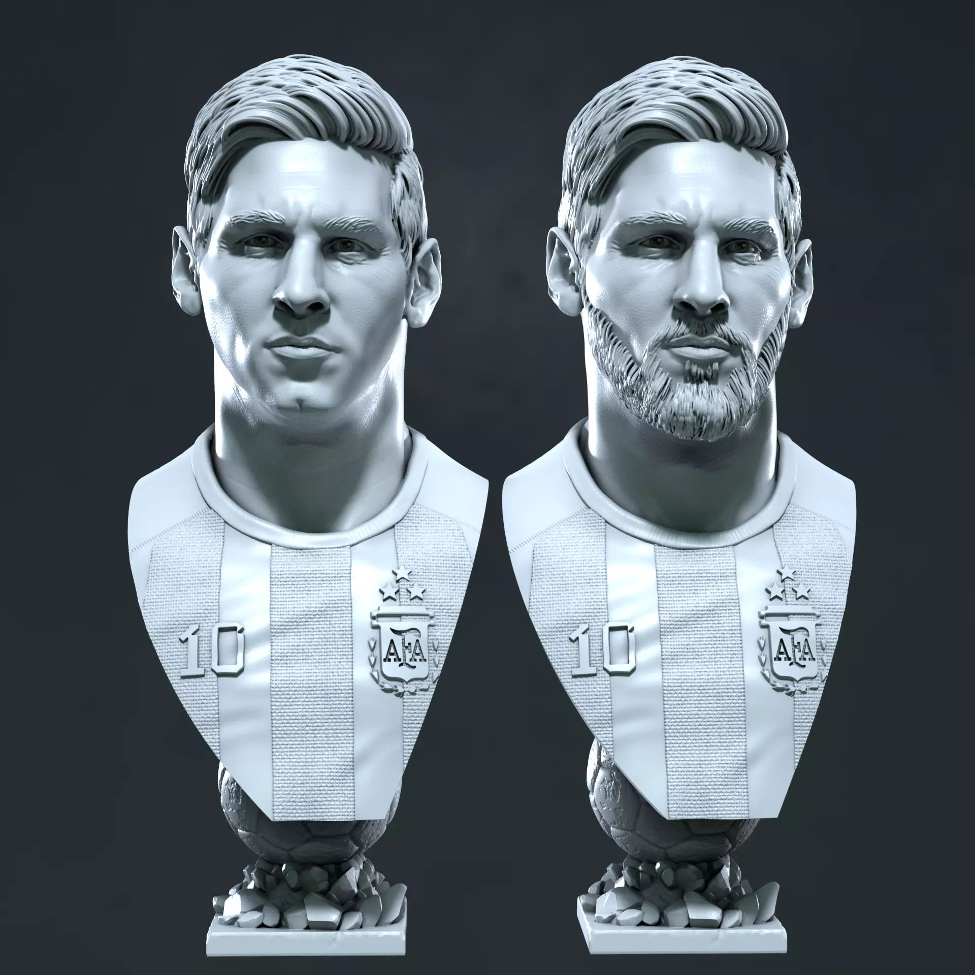Messi busts with and without beard 3D Model Collection_0
