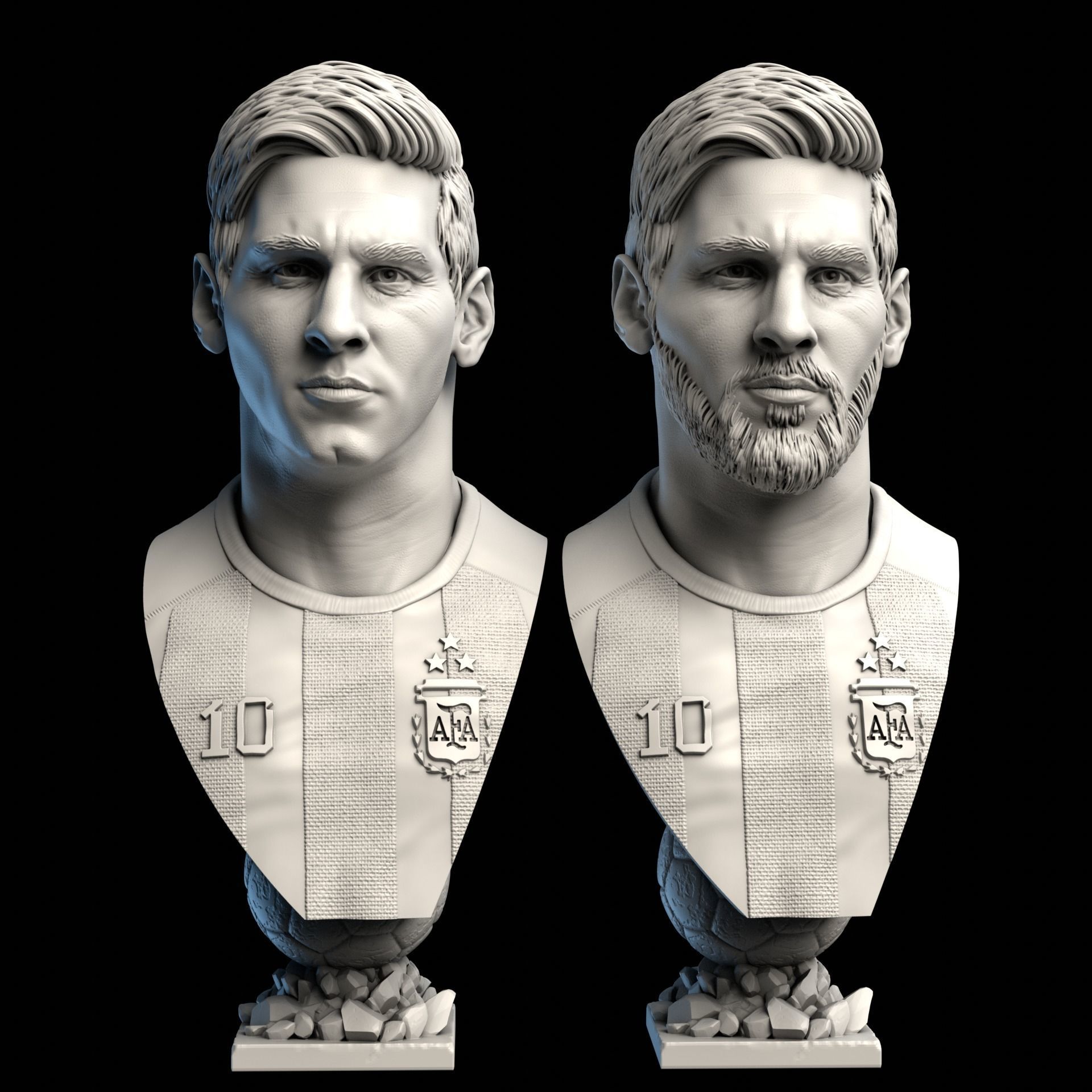 Messi busts with and without beard 3D Model Collection_2