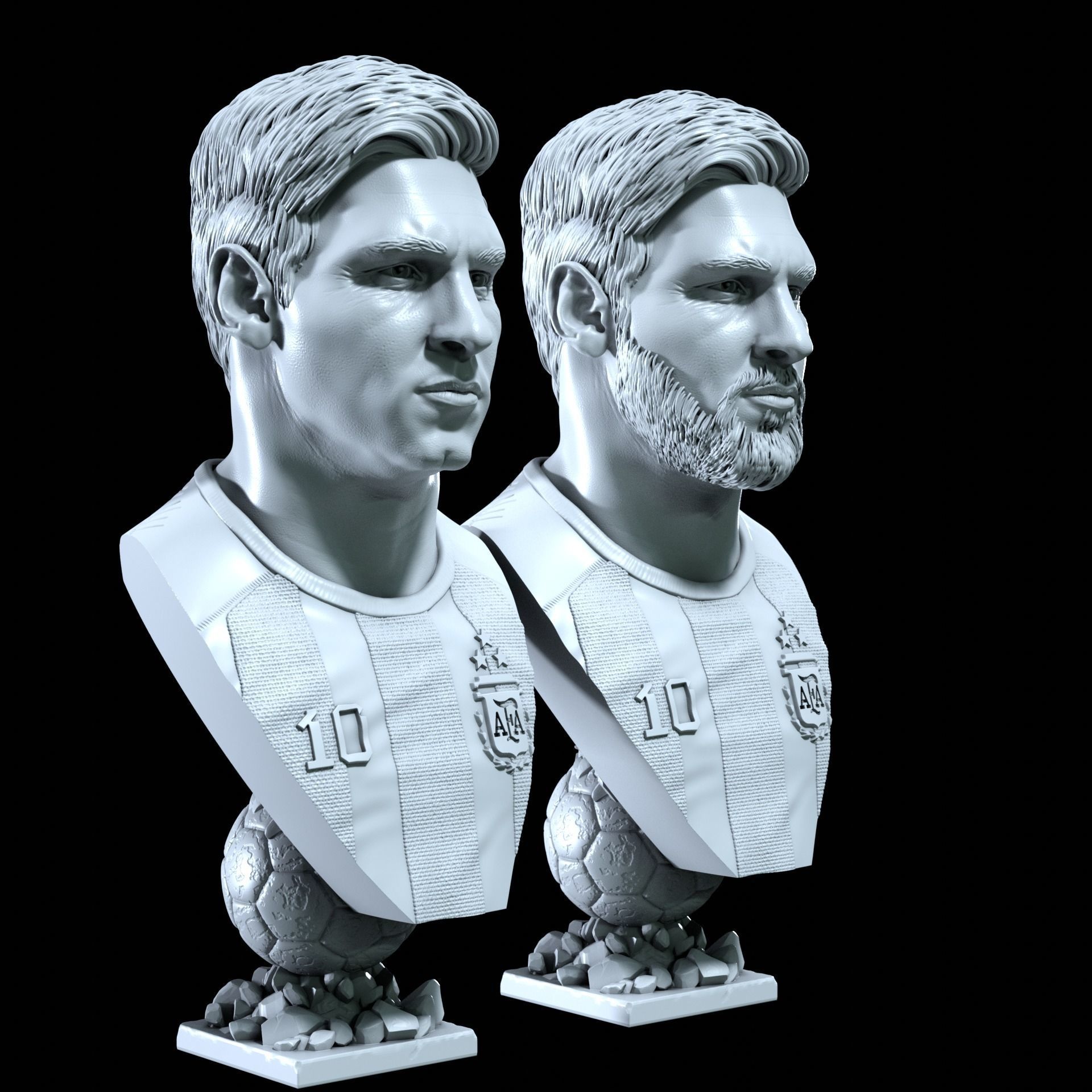 Messi busts with and without beard 3D Model Collection_7