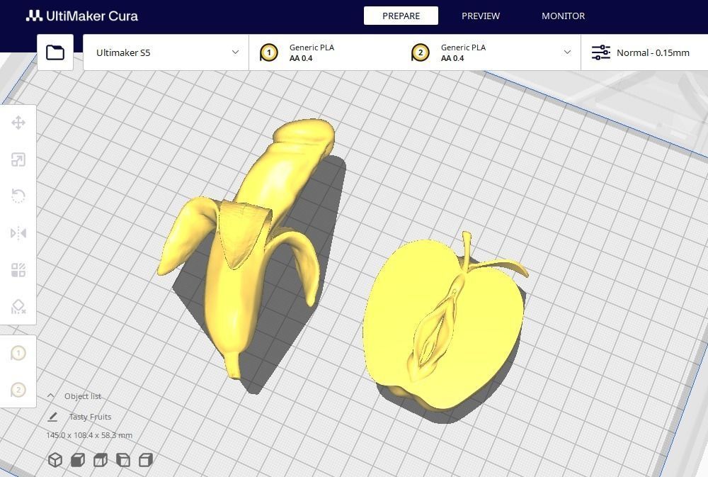 Banana and Apple Couple 3D print model_5