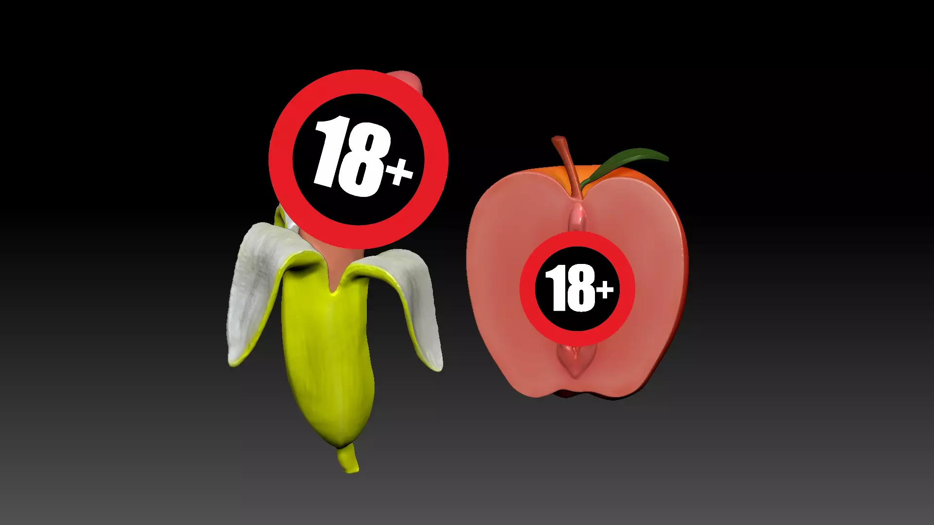 Banana and Apple Couple 3D print model_0