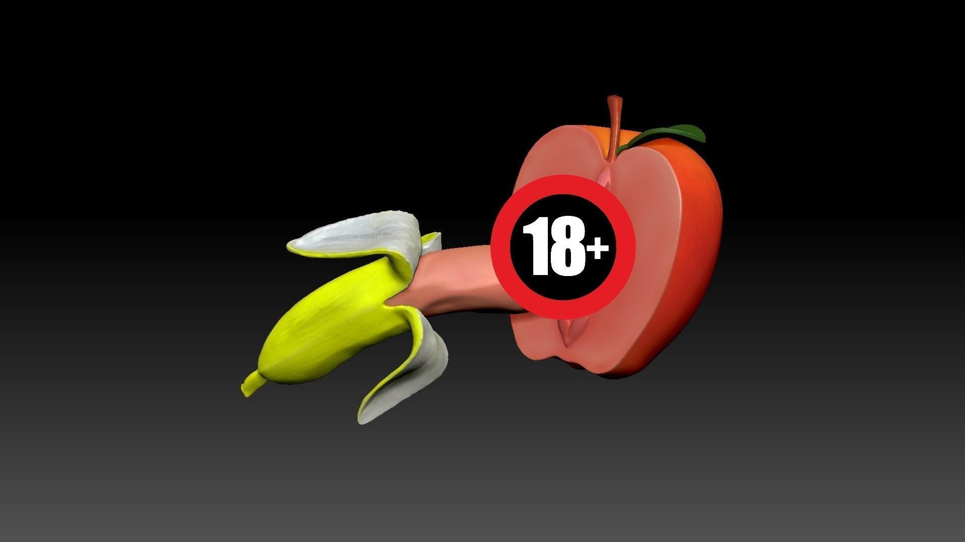 Banana and Apple Couple 3D print model_2