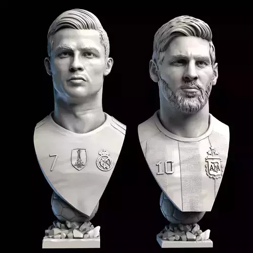 Messi and Ronaldo busts for 3D printing 3D Model Collection
