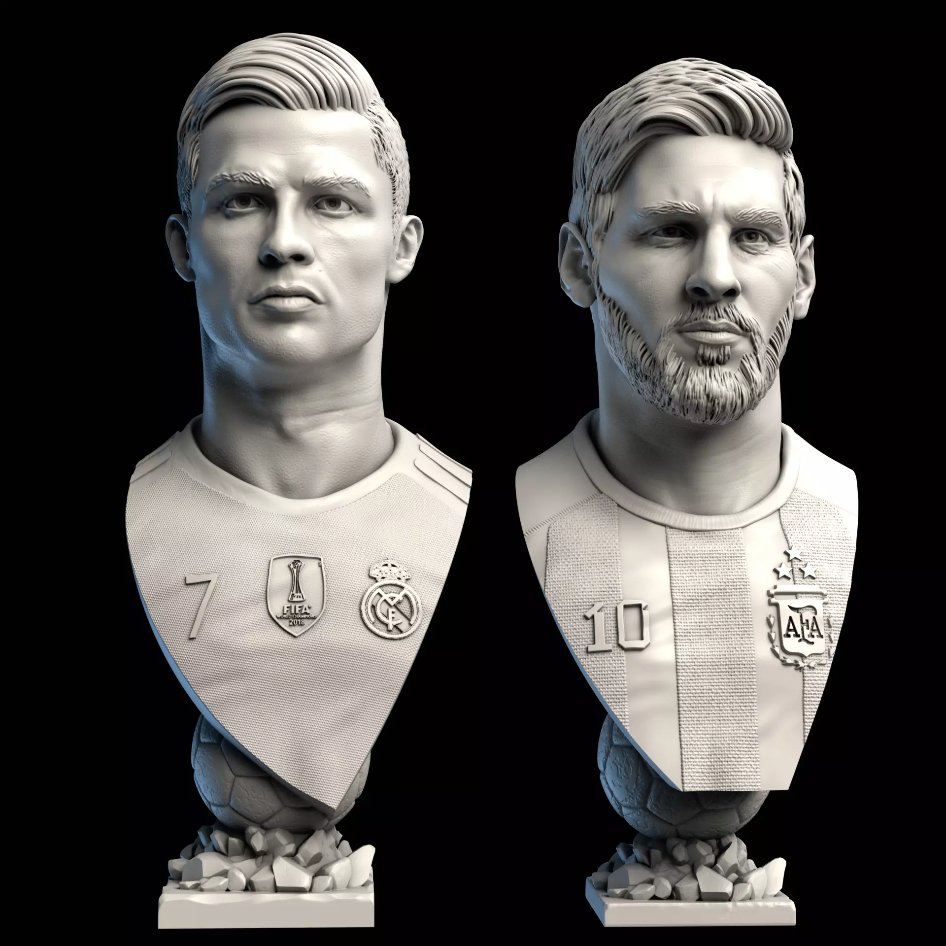 Messi and Ronaldo busts for 3D printing 3D Model Collection_0
