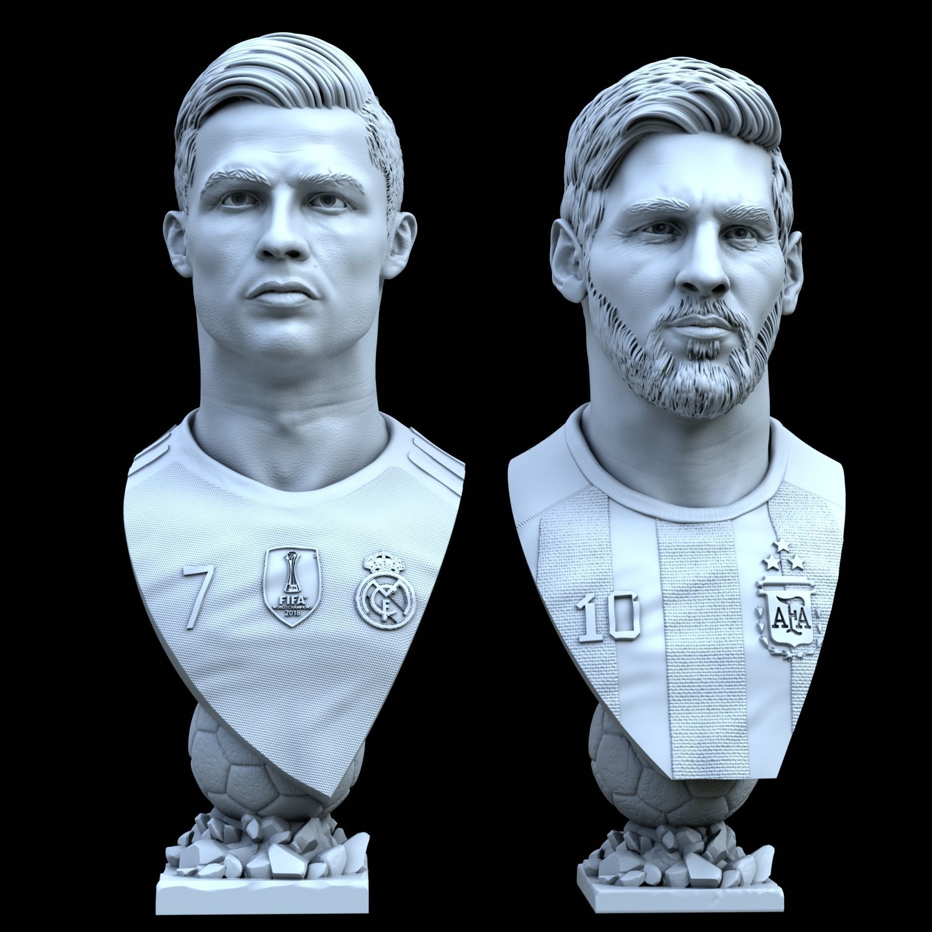 Messi and Ronaldo busts for 3D printing 3D Model Collection_3