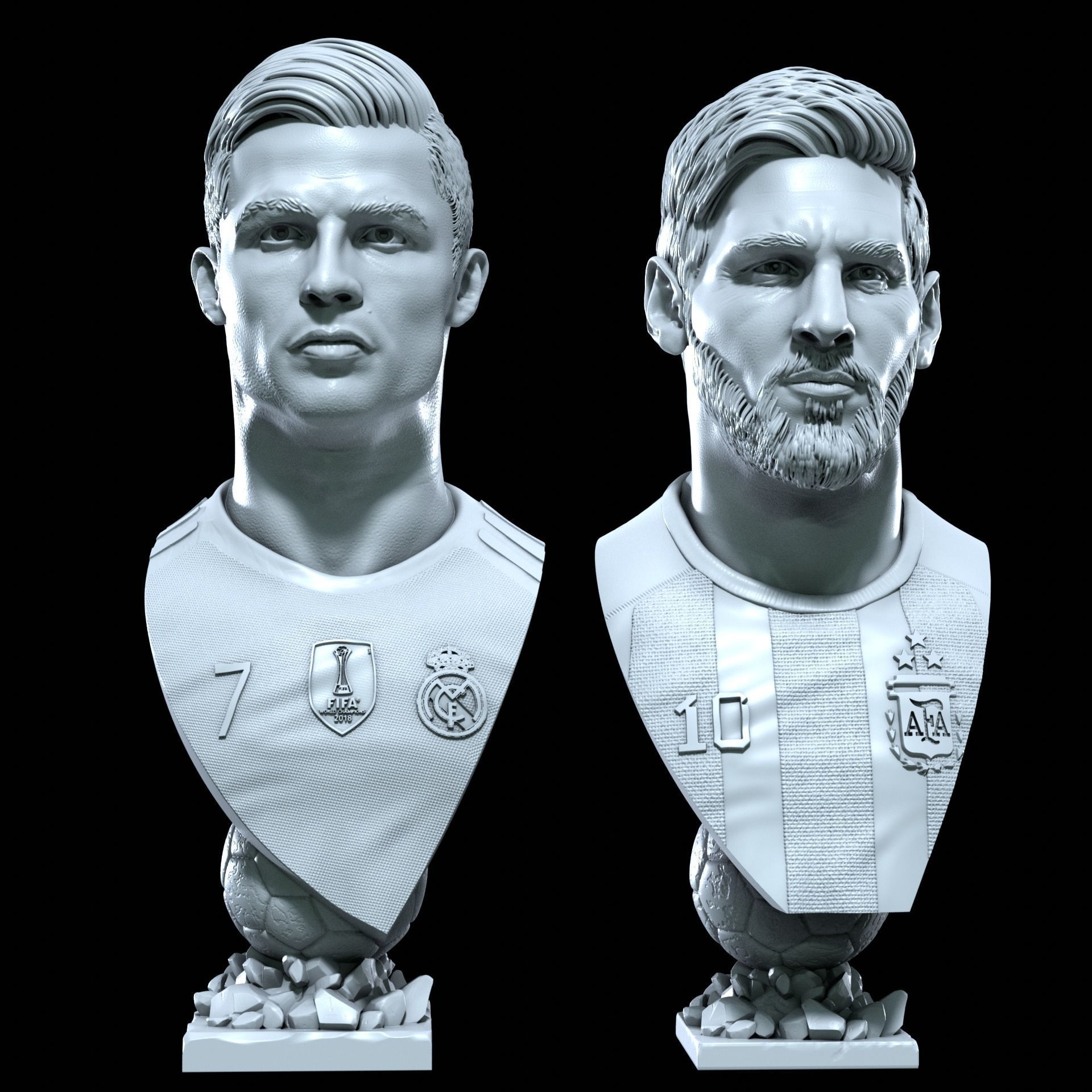 Messi and Ronaldo busts for 3D printing 3D Model Collection_4