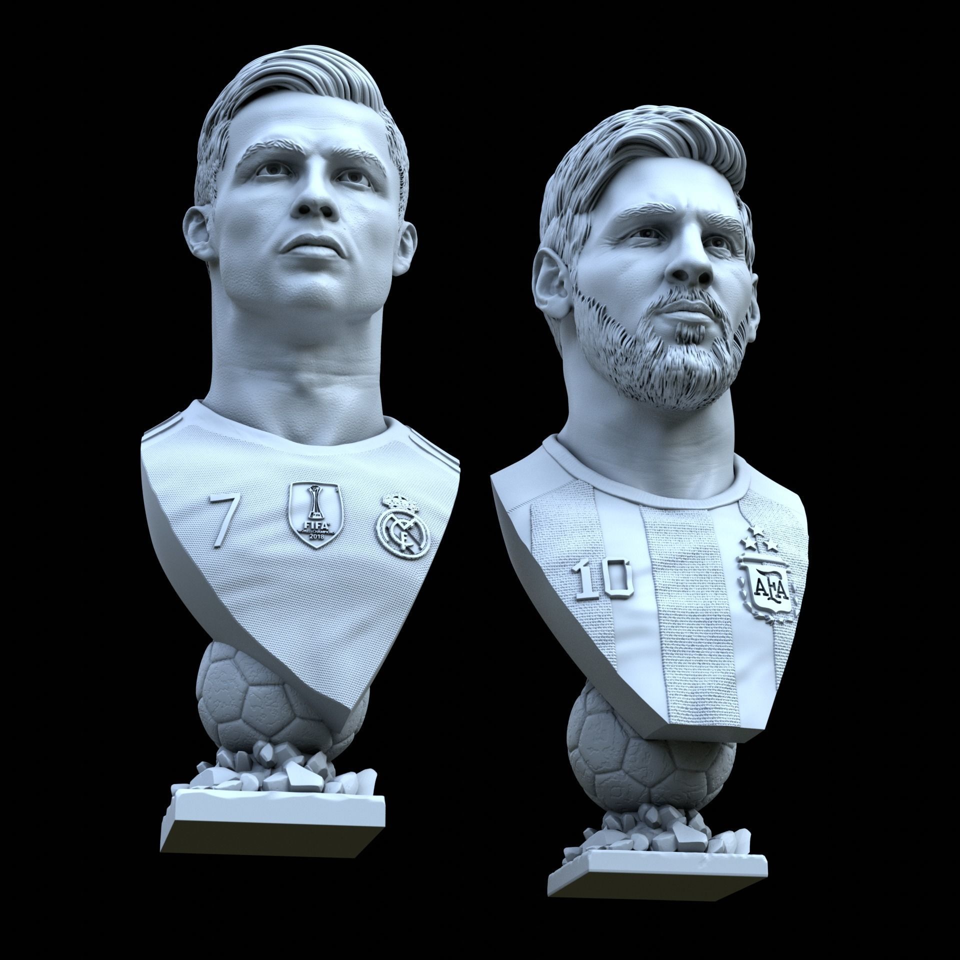 Messi and Ronaldo busts for 3D printing 3D Model Collection_7