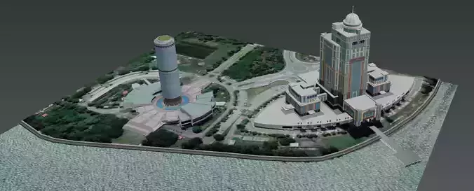 Kinabalu and Tun Mustapha Tower 3D model Low-poly 3D model