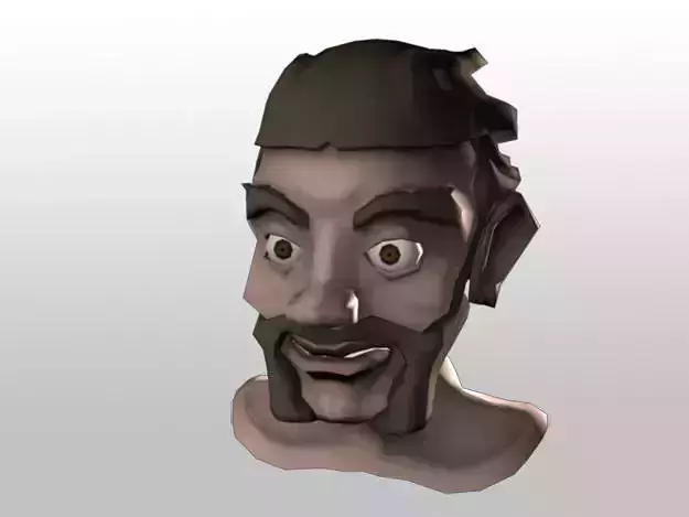 LowPoly Head Model man with beard and moustache
