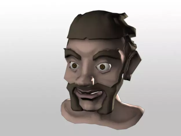 LowPoly Head Model man with beard and moustache Low-poly 3D model_0