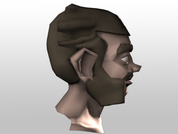LowPoly Head Model man with beard and moustache Low-poly 3D model_2