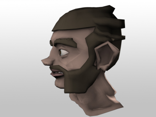 LowPoly Head Model man with beard and moustache Low-poly 3D model_1