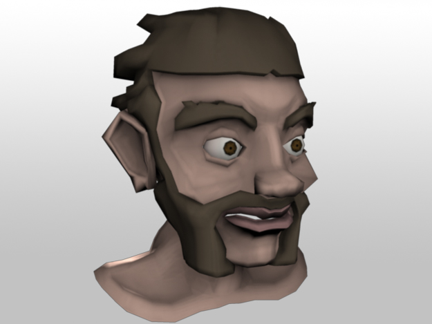 LowPoly Head Model man with beard and moustache Low-poly 3D model_5