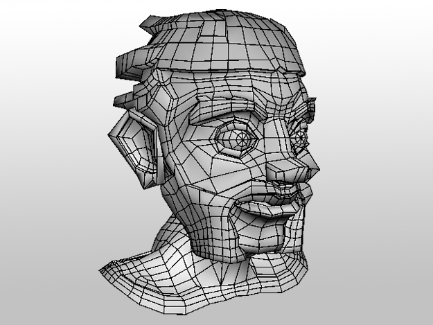 LowPoly Head Model man with beard and moustache Low-poly 3D model_4