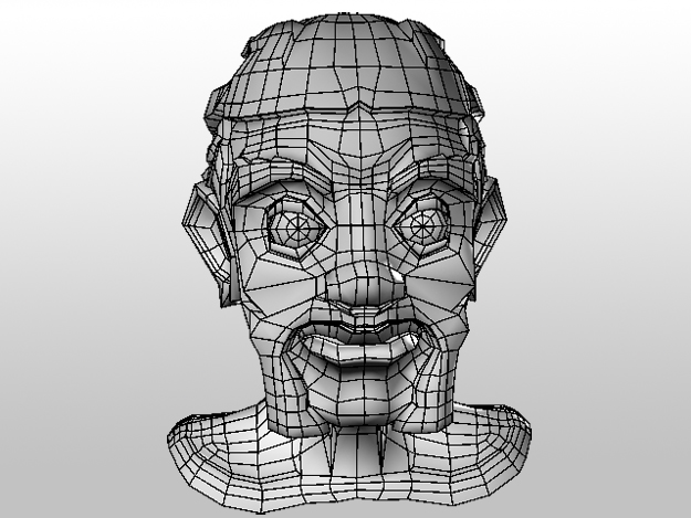 LowPoly Head Model man with beard and moustache Low-poly 3D model_3