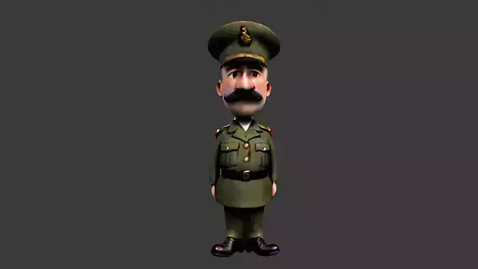 World War II Commander Low-poly 3D model