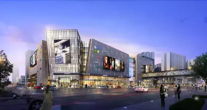 3Dmax fashion city commercial square building 444