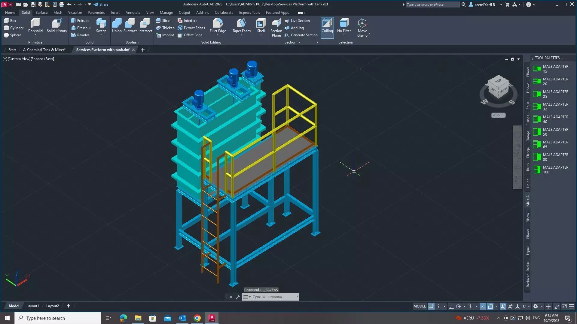 Services platform with tank 3D model_0