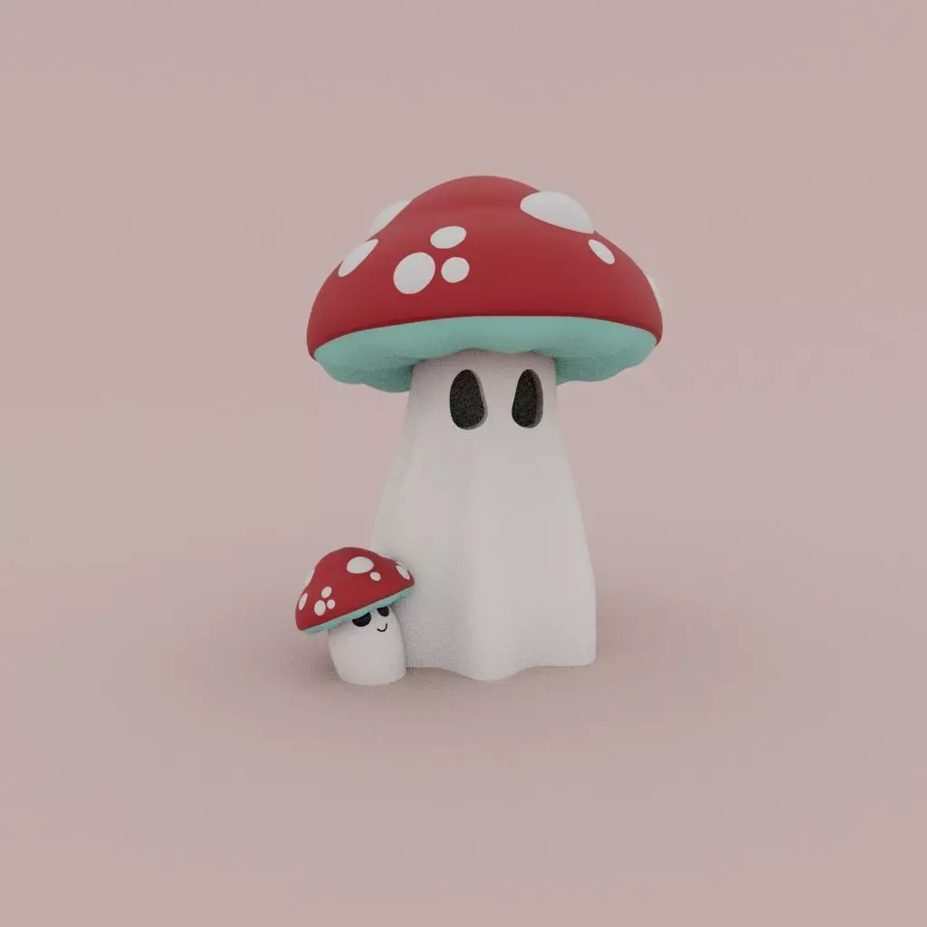 Cute little Mushroom ghost 3D print model_0