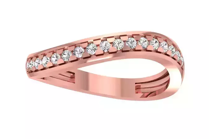 Curved Wedding Engagement Band for Women 3D print model