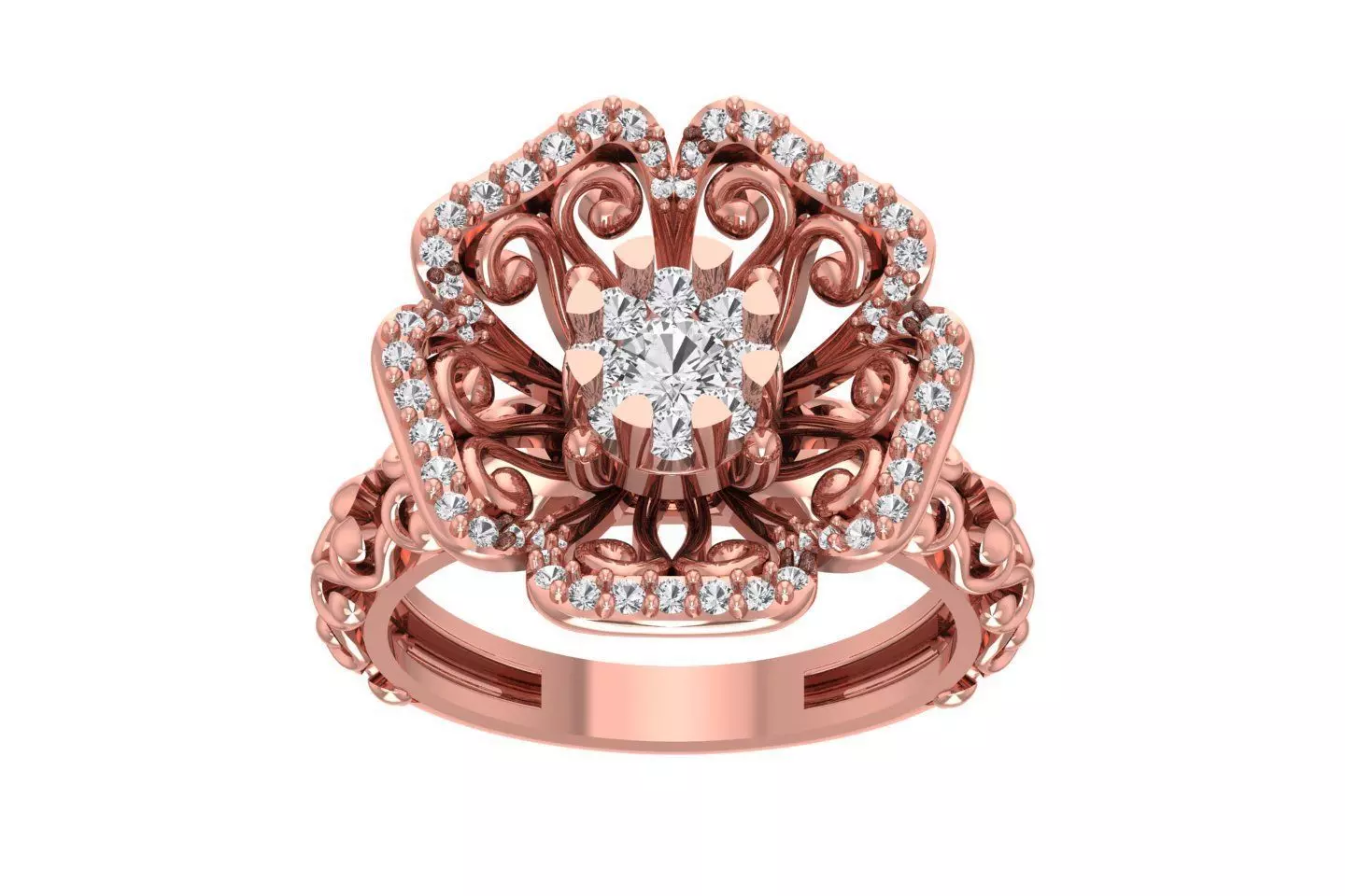 Wedding Engagement Ring Flower for Women 3D print model