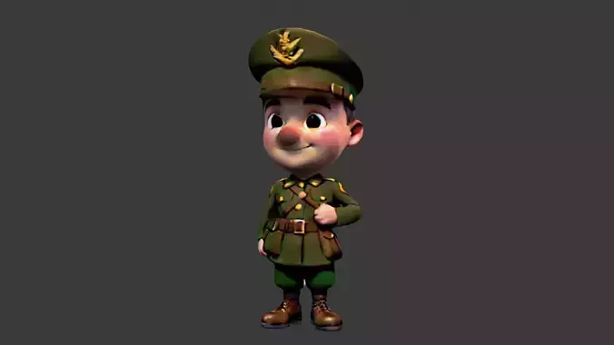 World War II Soldier Low-poly 3D model