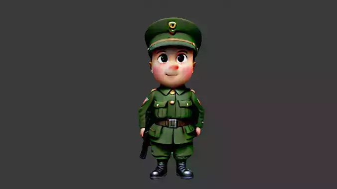 Cartoon World War II Soldier