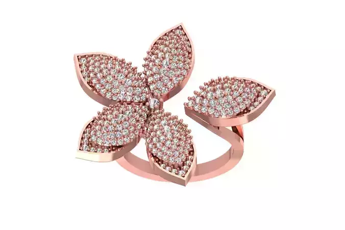 Flower Open End Wedding Engagement Ring for Women