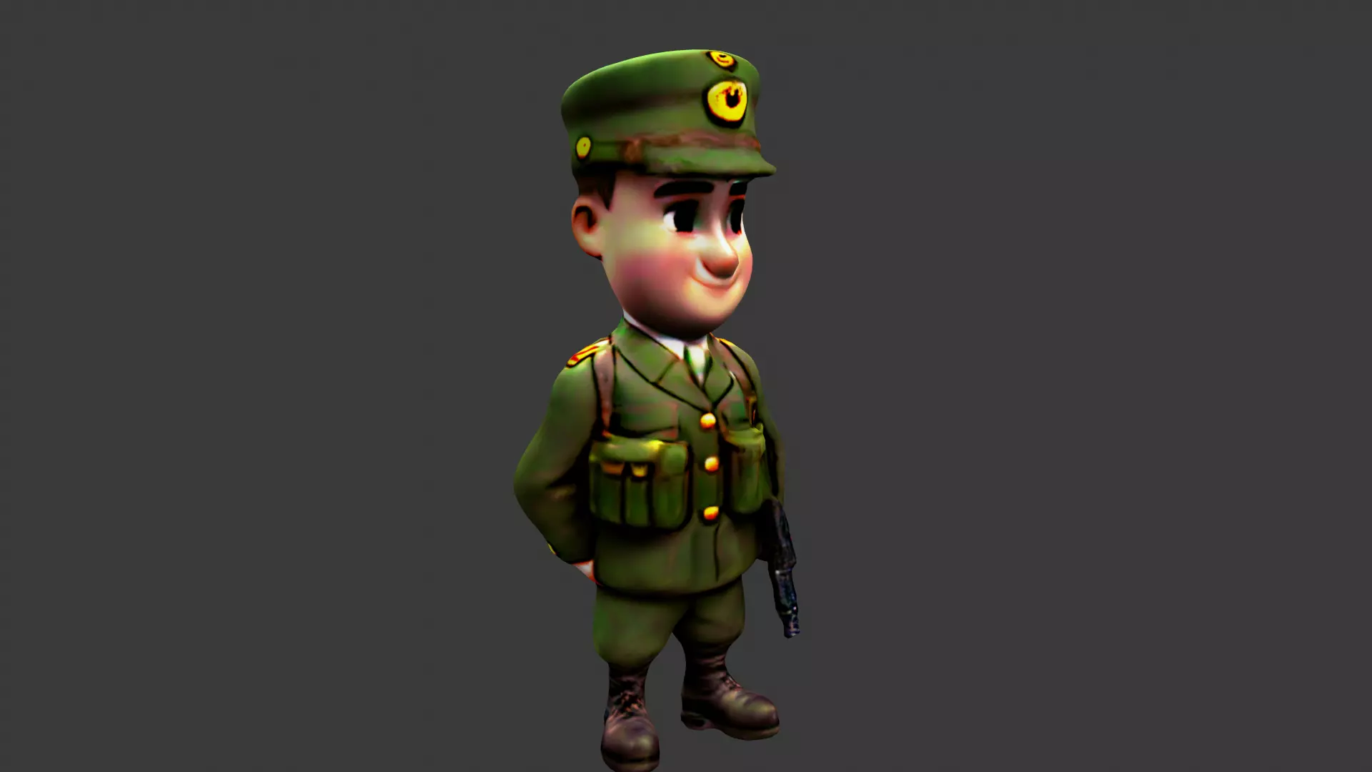 Cartoon World War I Soldier Low-poly 3D model