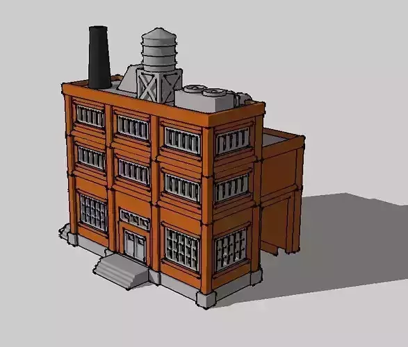 Large Factory with Train Passage by Outland Models 3D Printable