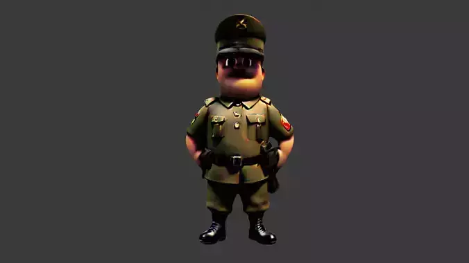 World War II Fat Soldier Low-poly 3D model