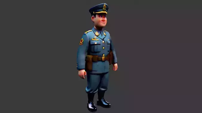 World War II Soldier Low-poly 3D model