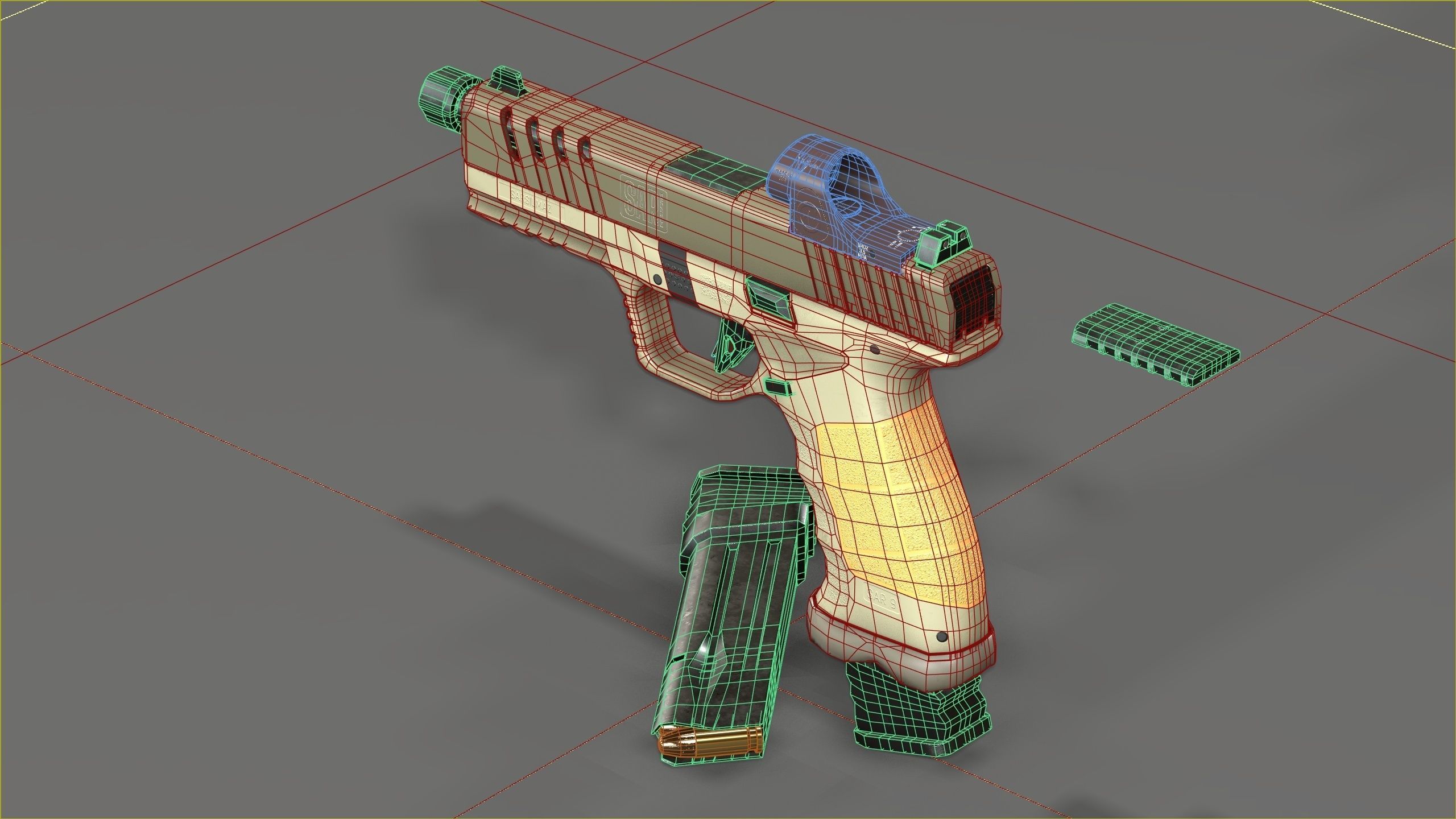 3D model SAR 9mm - Socom with Trijicon SRO Reflex Sight VR / AR / low ...