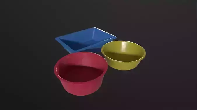 Plastic Wash Basin Pack 3D Model