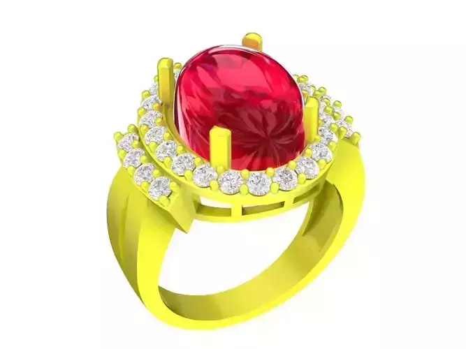 6579 Jewelry Art Oval Ruby Diamond Men Ring 3D print model