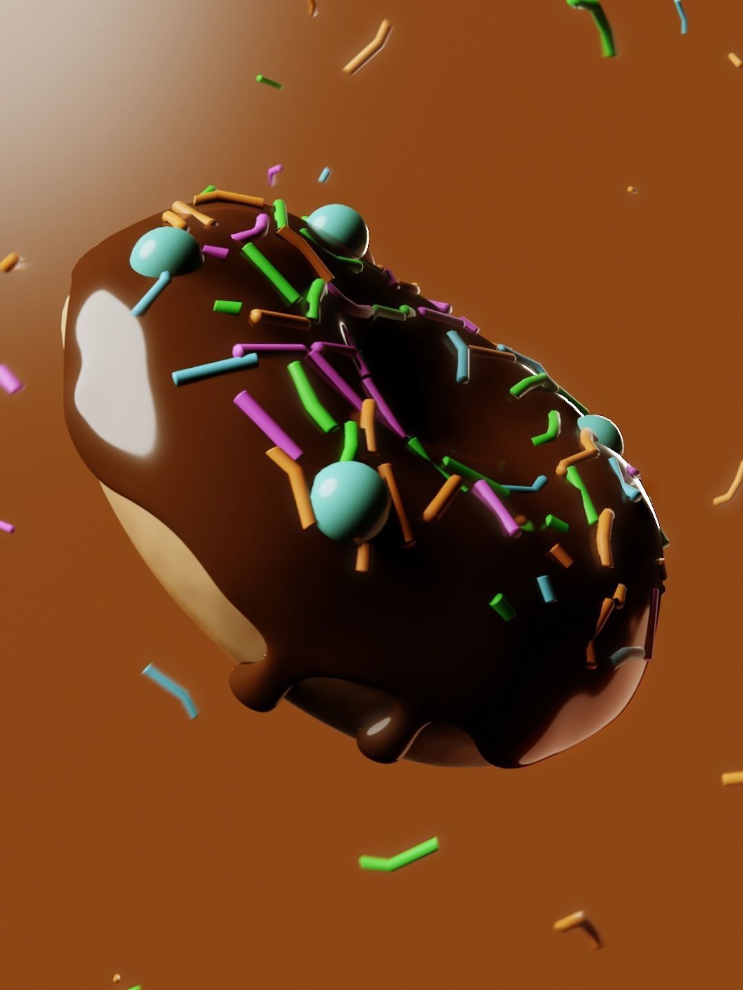 Chocolate Sprinkle Donut 3D model_3