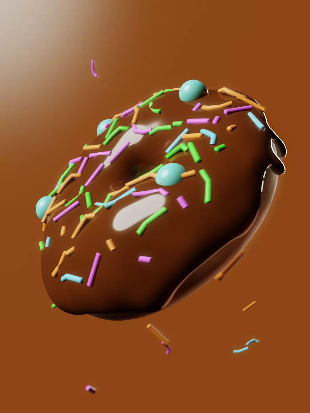 Chocolate Sprinkle Donut 3D model_0
