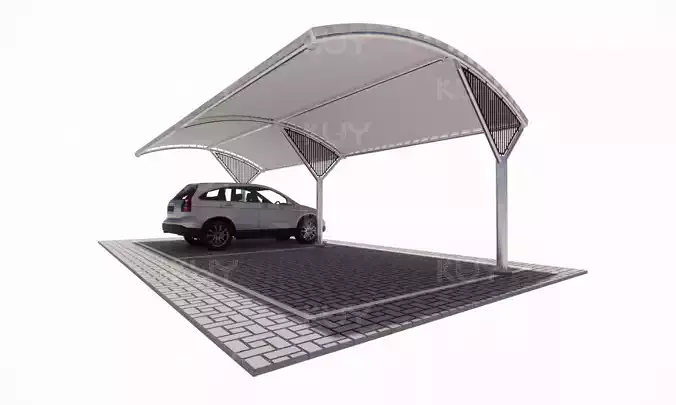 3D model Stretch canvas roof structure with pattern 1 VR / AR / low ...