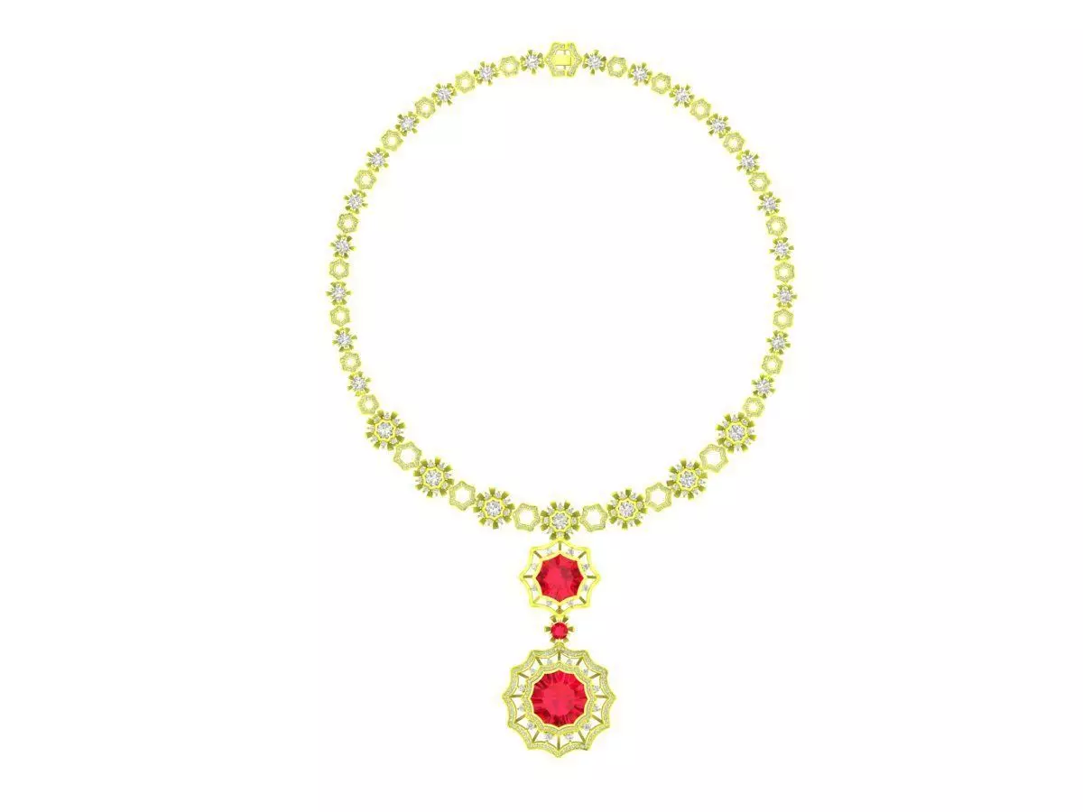 Elegant Beaded Necklace with Double Drop Pendant 6590 3D print model